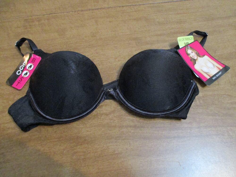 LILY OF FRANCE EGO BOOST BLACK BRA SIZE 34B